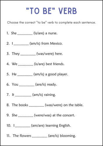 Present Simple Verb to be Grammar Worksheets - Verb to be for Beginners Exercise
