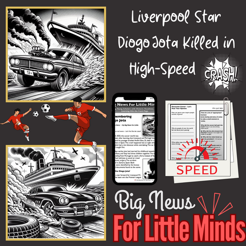 Liverpool: Diogo Jota’s Tire Blowout Sparks Fatal Crash ~ Article Pack for Kids & 2 Free Worksheets!