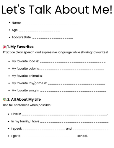 all about me therapy worksheet