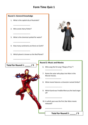 Fun Form Time Quiz (with answers)