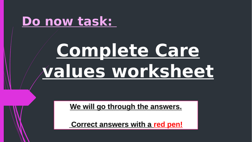 Care Values Worksheet