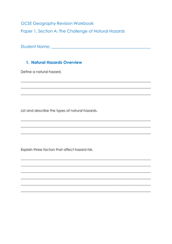 The Challenge of Natural Hazards - Summer Holiday Revision Workbook