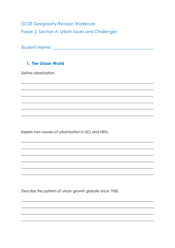 Urban Issues and Challenges - Summer Holiday Revision Workbook