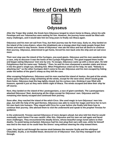 Greek Hero: Odysseus “Article & Questions” Assignment