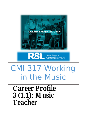 RSL CMI317 Working in the Music Industry SUPPORT