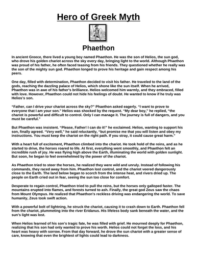 Greek Hero: Phaethon “Article & Questions” Assignment