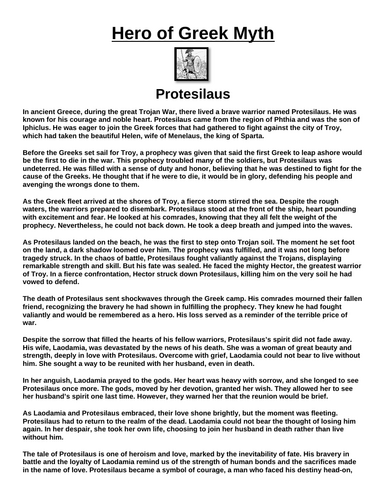 Greek Hero: Protesilaus “Article & Questions” Assignment