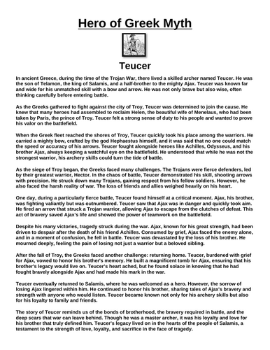 Greek Hero: Teucer “Article & Questions” Assignment