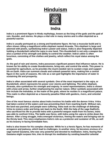 Hinduism: Indra “Article & Questions” Assignment