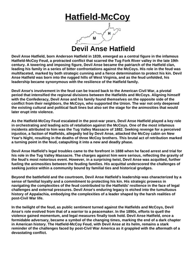 Hatfields and McCoys: Devil Anse Hatfield “Article & Questions” Assignmen