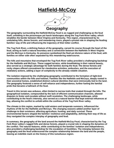 Hatfields and McCoys: Geography “Article & Questions” Assignment