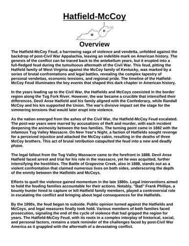 Hatfields and McCoys: Overview “Article & Questions” Assignment