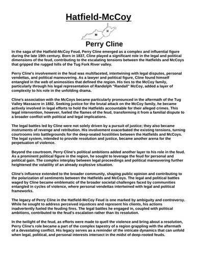 Hatfields and McCoys: Perry Cline “Article & Questions” Assignment