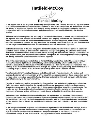 Hatfields and McCoys: Randall McCoy “Article & Questions” Assignment