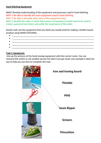 KS3 DT - Hand stitching in textiles