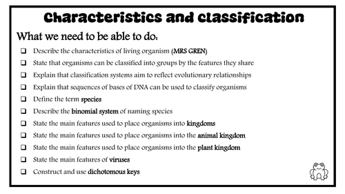 1 Characteristics and classification revision notes