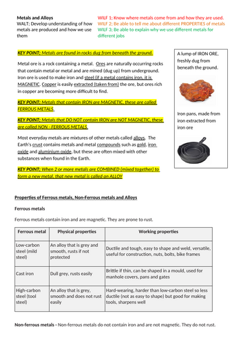 KS3 DT - Metals and Alloys