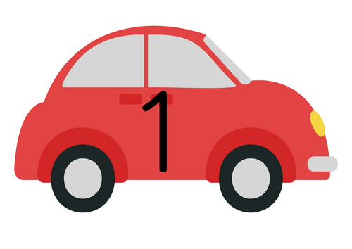 Cars with numbers 1-10 display