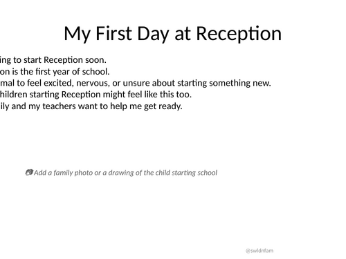 Starting Reception - Social Story