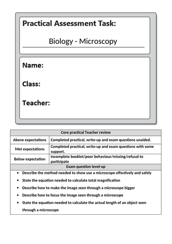 AQA combined science - Biology Core practical booklets