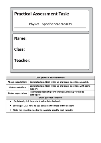 AQA Combined science - Physics core practical booklets