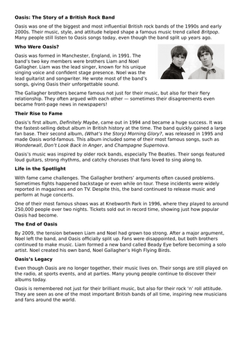 Oasis Reading Comprehension