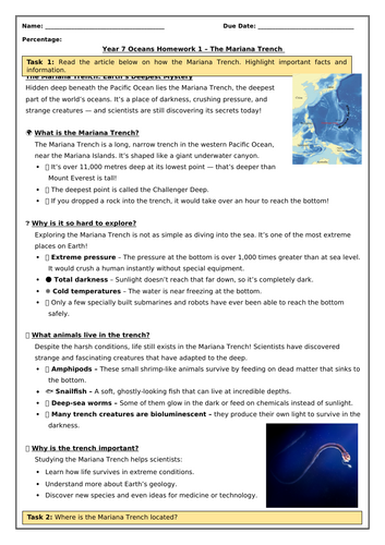 Oceans Homework 1 - The Mariana Trench