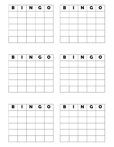 Plain Bingo Cards