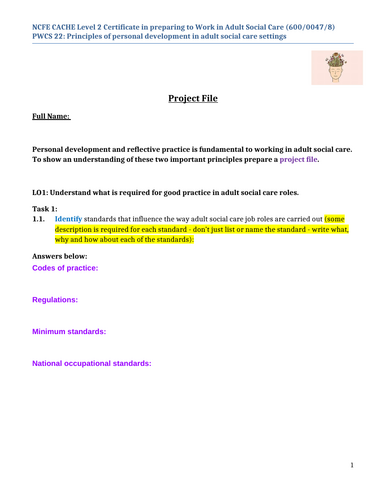 NCFE CACHE Level 2 Certificate Preparing to Work in Adult Social Care: Personal Development Unit