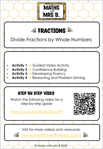 Dividing Fractions by Whole Numbers | Maths with Mrs B.