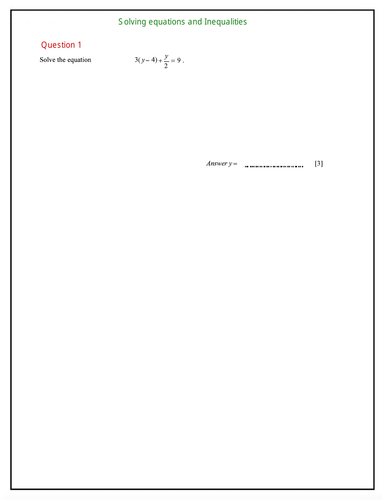 Year 9-Worksheet-Solving equations and inequalities-Questions with Solutions
