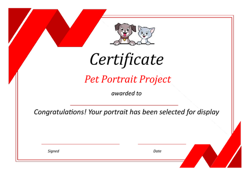 Pet Portrait Certificate