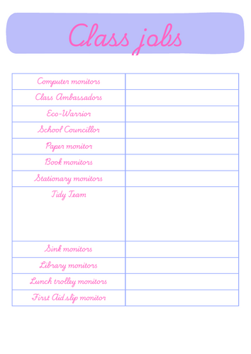 Class jobs List
