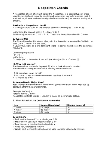 GCSE and A Level Music Music Theory: Neapolitan Chord Lesson (♭II⁶, Harmony)