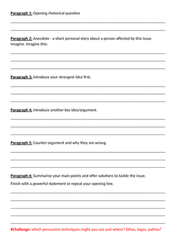 Persuasive Writing Plan