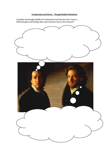 Frankenstein (Play) - Frankenstein and Clerval's Thoughts Worksheet