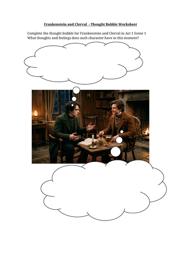 Frankenstein (Play) - Frankenstein and Clerval's Thoughts Worksheet