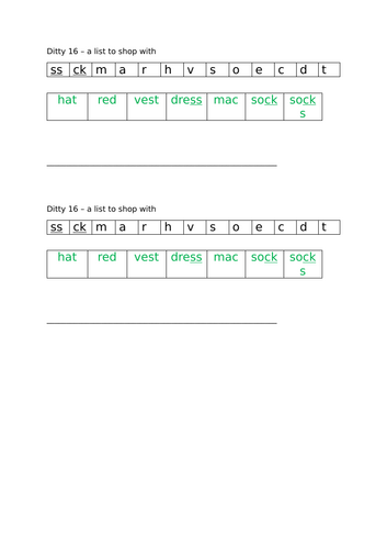 Ditty Sheets 16-20