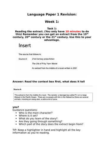 Language Paper 1 Revision Booklet 2026 Onwards