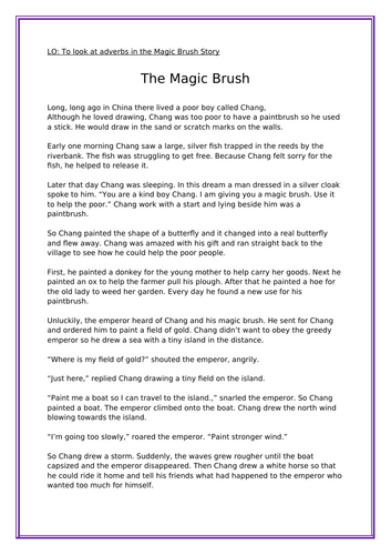 The Magic Brush Story Activities