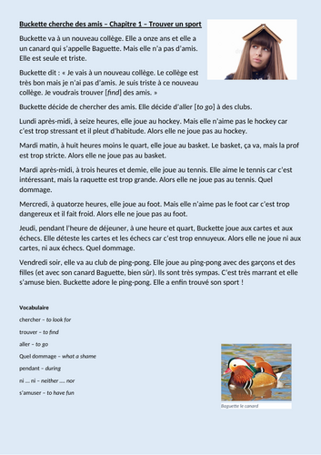 KS3 French Hobbies Story