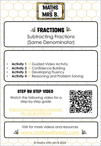 Subtracting Fractions (Same Denominators) | Maths with Mrs B.
