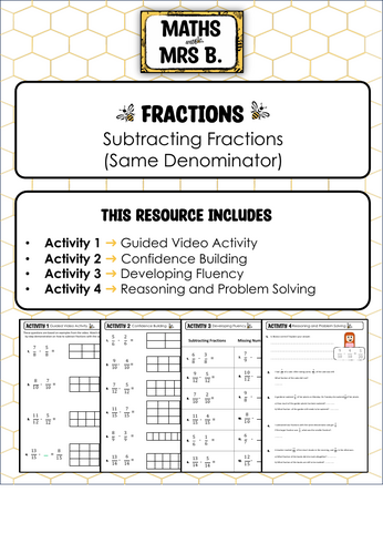 Subtracting Fractions (Same Denominators) | Maths with Mrs B.