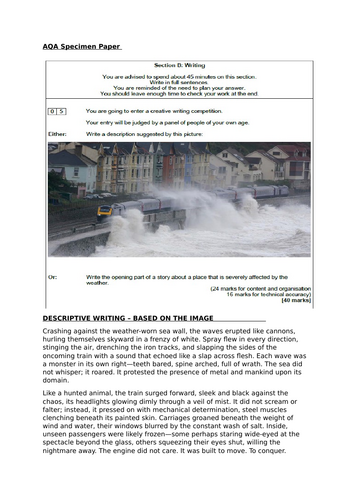AQA English Language P1 Jamaica Inn Specimen - Narrative and Descriptive Model Responses
