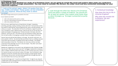EDUQAS A Christmas Carol Extract Essay Planning Sheet