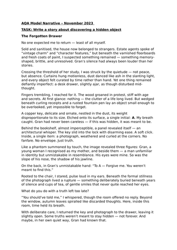 AQA Model Narrative - Discovering a Hidden Object