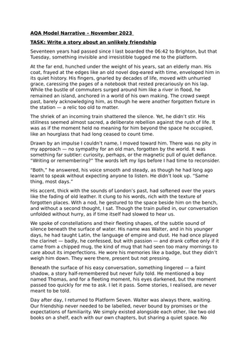 AQA GCSE November 2023  Model Narrative - Write about an unlikely friendship