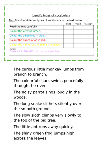 Literacy - Identifying vocabulary