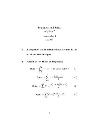 Sequences and Series Algebra 2