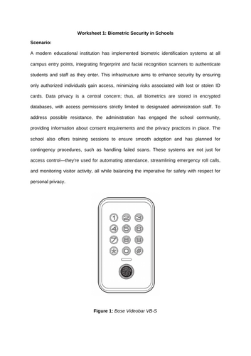 IBDP Digital Society Paper 1 – Worksheet 1: Biometric Security in Schools